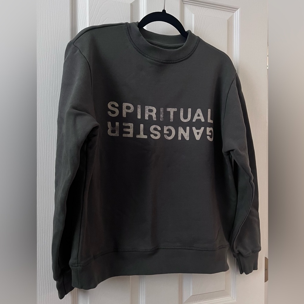 Spiritual Gangster Men's Size Small SG Logo Wilshire Crew Dark Gray Sweatshirt